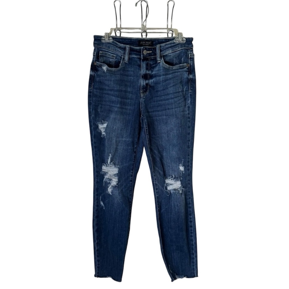 Judy Blue Relaxed Fit Distress Jeans Size‎ 26 Denim Raw Hem